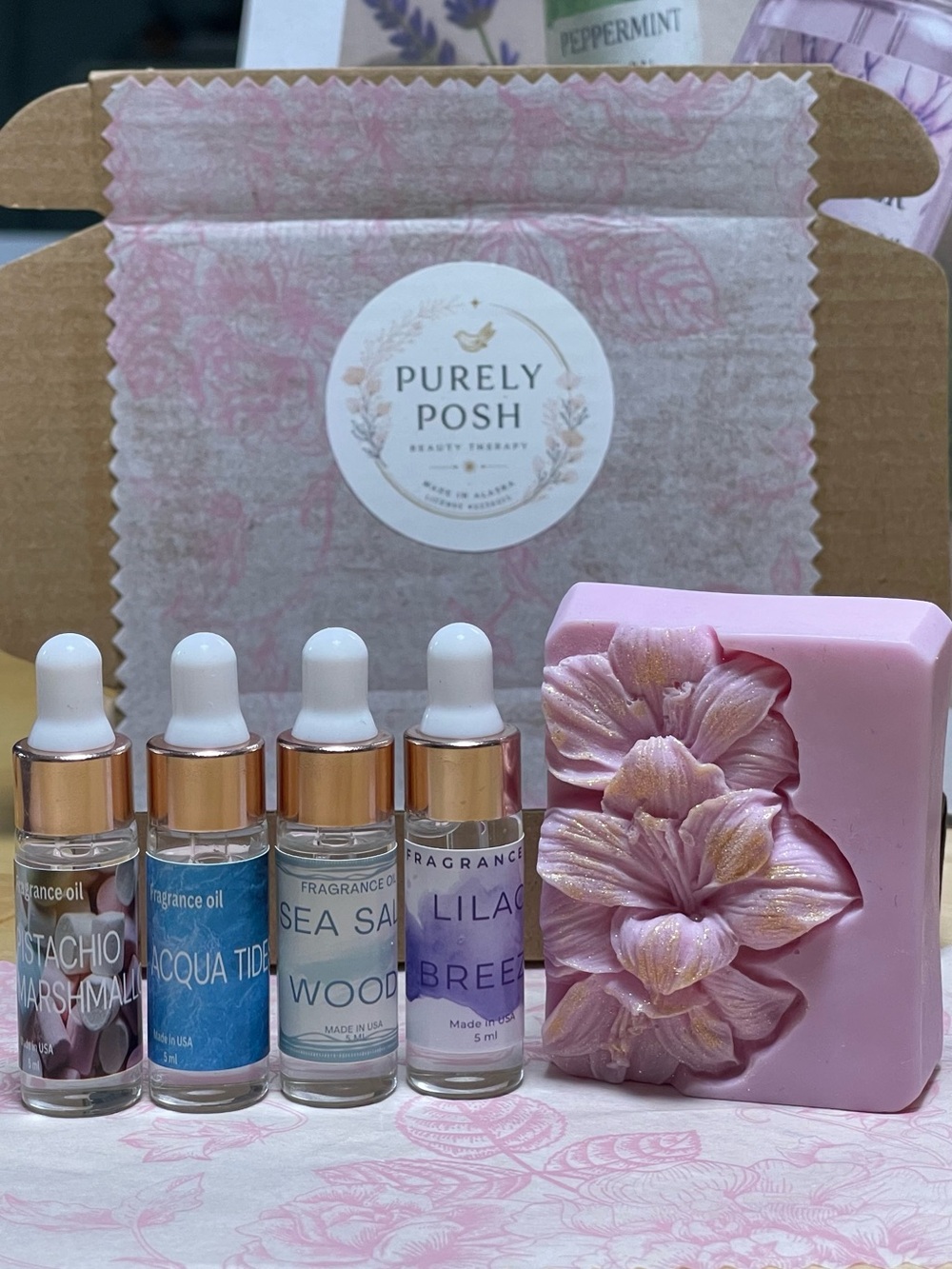 Floral Goat Milk Soap & Fragrance Oil Gift Set | Soap + 4 Scent in Eco Gift Box